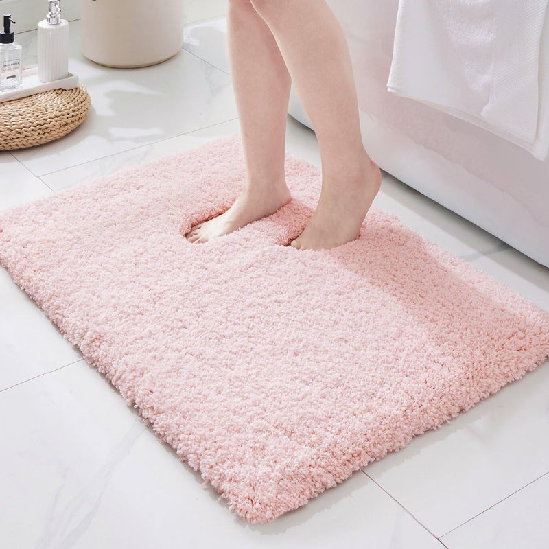 ILANGO Pink Bathroom Rugs 24" Ã— 17" Non Slip & Super Absorbent Extra Thick Soft, Washable Bath Mat for Floor, Non Shedding Microfiber Plush Holiday Bath Rug with Rubber for Shower Sink - Image 1
