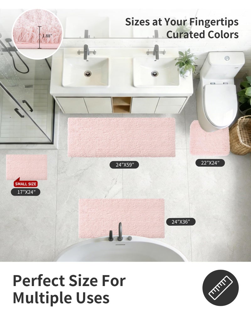 ILANGO Pink Bathroom Rugs 24" Ã— 17" Non Slip & Super Absorbent Extra Thick Soft, Washable Bath Mat for Floor, Non Shedding Microfiber Plush Holiday Bath Rug with Rubber for Shower Sink - Image 2