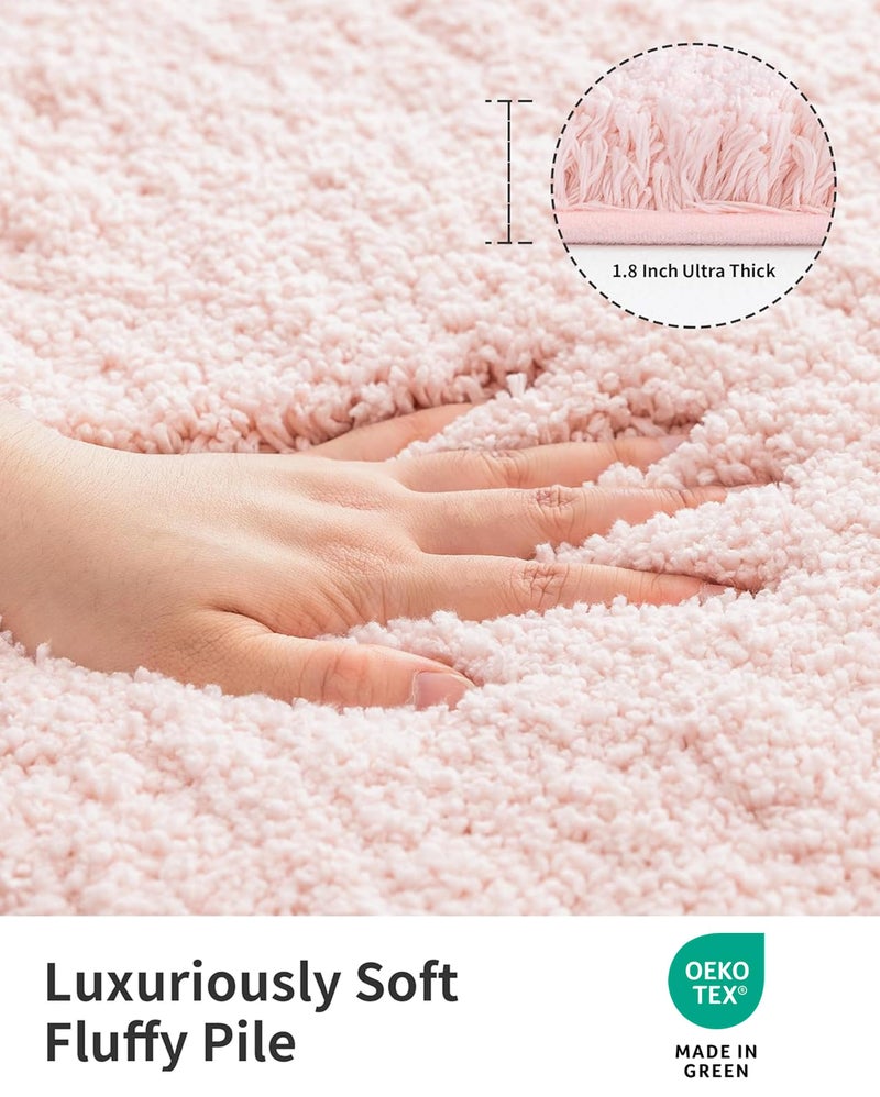 ILANGO Pink Bathroom Rugs 24" Ã— 17" Non Slip & Super Absorbent Extra Thick Soft, Washable Bath Mat for Floor, Non Shedding Microfiber Plush Holiday Bath Rug with Rubber for Shower Sink - Image 3