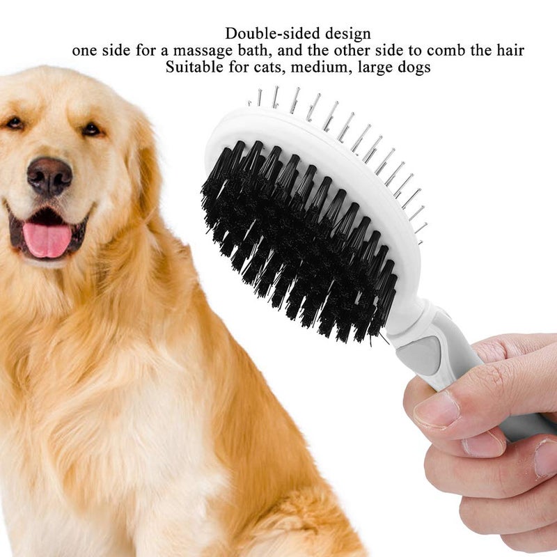 Double Sided Pet Comb Massage Shedding Brush Gray Durable Stainless Steel Grooming For Dogs And Cats - Image 5