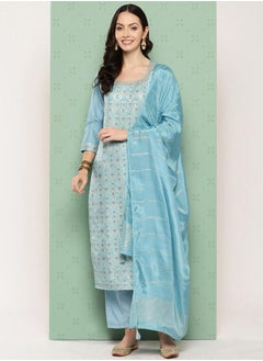 Printed Straight Kurta and Solid Trouser with Dupatta Set by Styli
