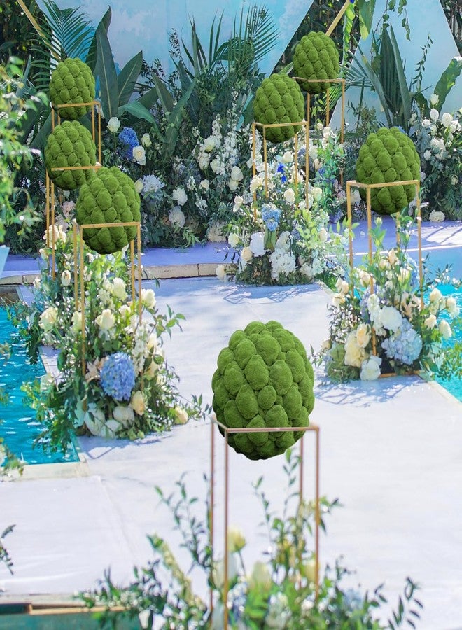 Yardenfun 6Pcs Artificial Plant Topiary Ball Support Rack 7.87In Plastic Faux Green Ball Frame Holder for Garden Backyard Wedding Decor and Flower Arranging - Image 5