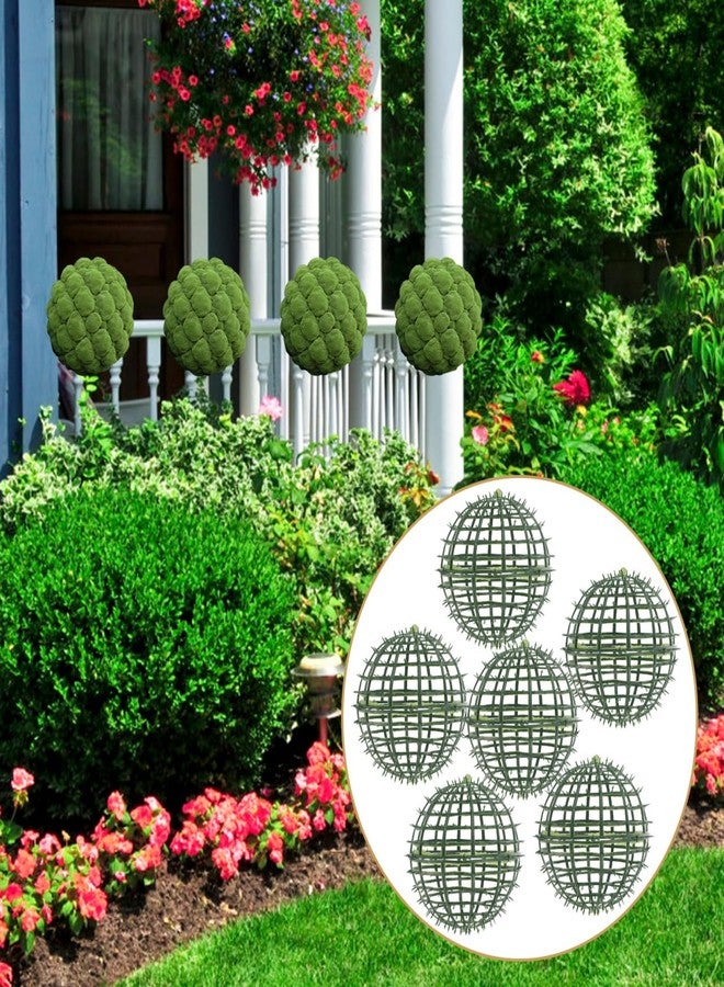 Yardenfun 6Pcs Artificial Plant Topiary Ball Support Rack 7.87In Plastic Faux Green Ball Frame Holder for Garden Backyard Wedding Decor and Flower Arranging - Image 2