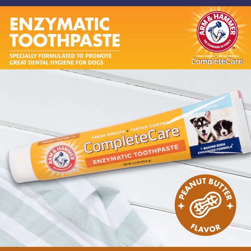 Arm & Hammer Complete Care Enzymatic Puppy Toothpaste, Peanut Butter Flavor, Enzymatic Dog Toothpaste for Puppies, Baking Soda + Calcium Formula, 6.2oz - Image 2