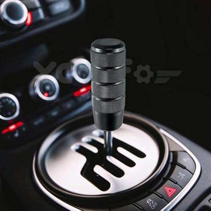 rayihni THE WHITE SHOP Shifter Knob Aluminum Weighted Car Gear Shift Manual knobs Fit Universal Manual Transmission Vehicle with 3 Threaded Adapters M8 M10 M12 x 125 Color  Black - Image 4