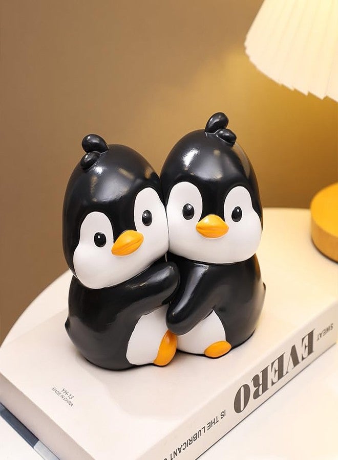 TSCVPJL Set of 2 Cute Hug Penguins Bookends Decorative, Unique Bookends to Hold Books, Funny Bookend Creative Resin Book Holder Organizer, Book Ends for Shelves, Home, Office, Library (Penguins) - Image 4