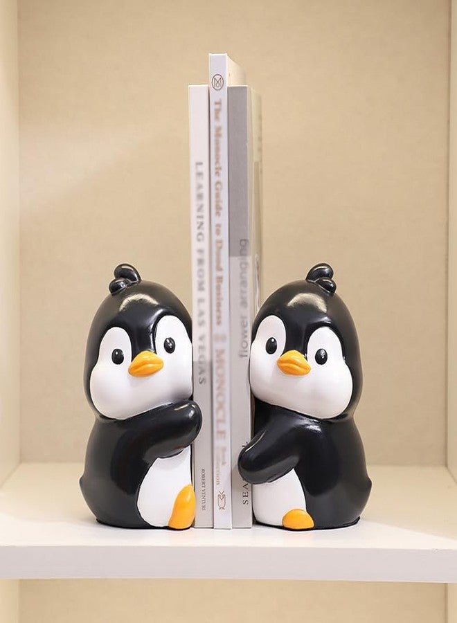 TSCVPJL Set of 2 Cute Hug Penguins Bookends Decorative, Unique Bookends to Hold Books, Funny Bookend Creative Resin Book Holder Organizer, Book Ends for Shelves, Home, Office, Library (Penguins) - Image 3