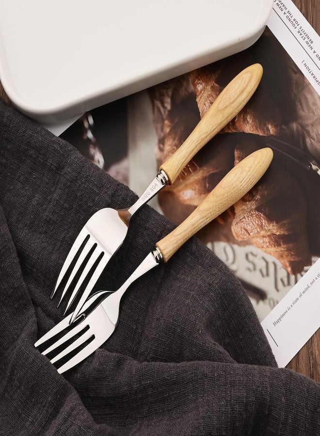 Uniturcky 304 Stainless Steel Flatware Silverware Set with Wooden Handles, Rustic Tableware Cutlery Set for 6, Natural Wood Grain Knives Forks Spoons Set, (24 PCS, White Ash Wood Handle) - Image 5