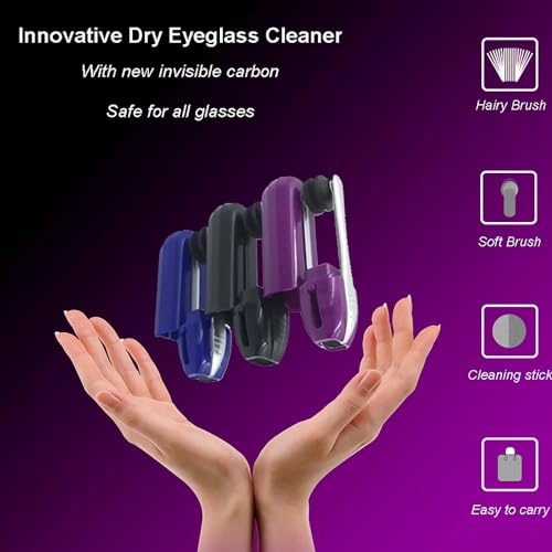 HDWY 3 قطع منظف نظارات محمول، منتجات العناية بالنظارات الكربونية، فرشاة نظارات صغيرة من الألياف الدقيقة، أداة تنظيف فرشاة ناعمة، سهلة الحمل للسفر - Image 2