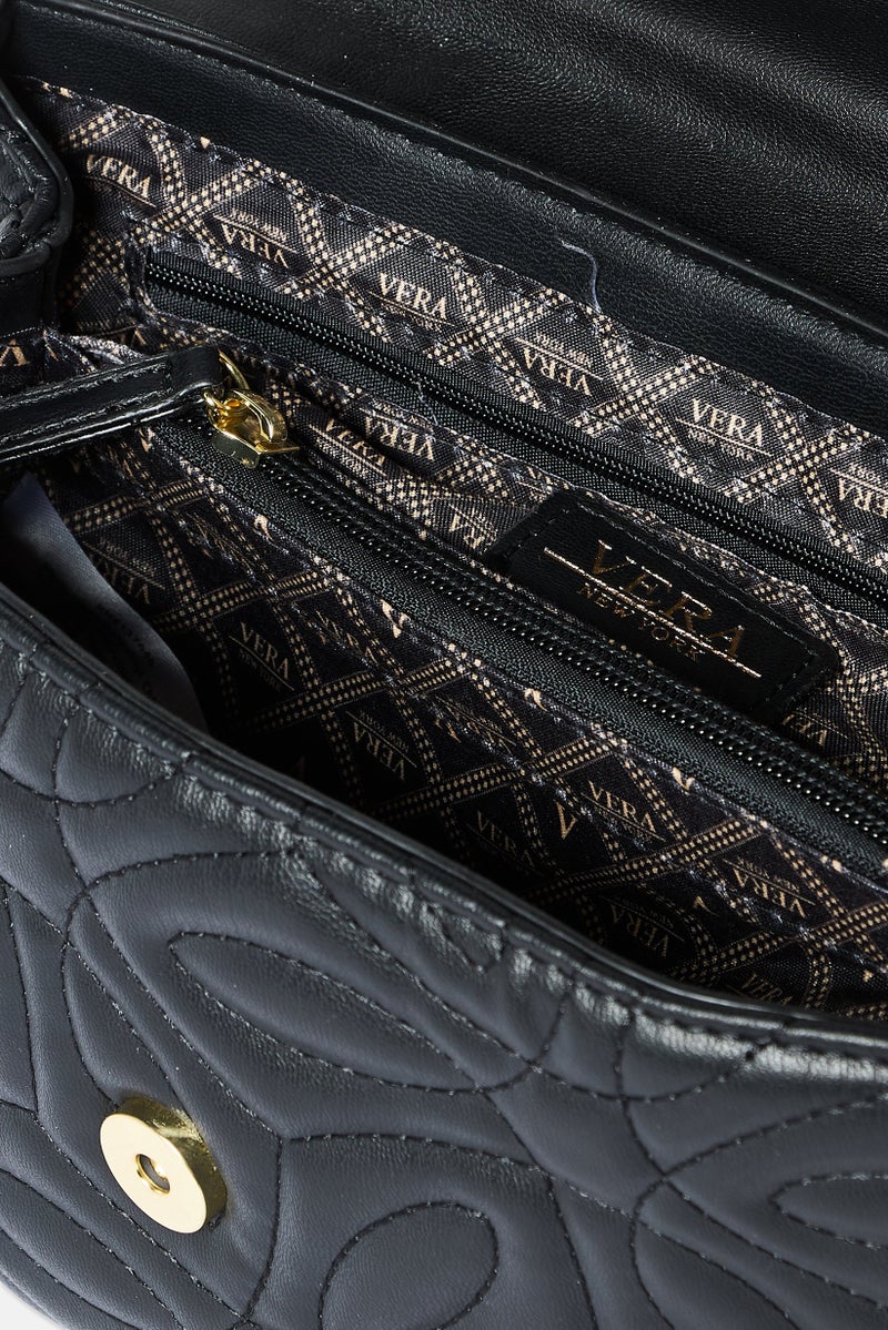 Vera Women Brand Logo Shoulder Bag, Black - Image 4