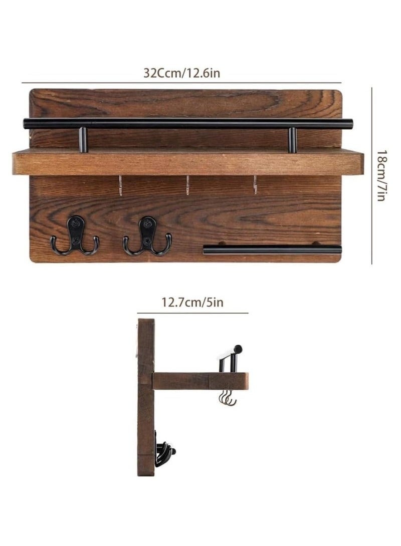MIXDE Key Holder for Wall , Wood Mail Holder Wall Mount with 5 Key Hooks and Mail Organizer, Key Holder for Wall Decorative for Decor, Bags, Accessories  - Image 4