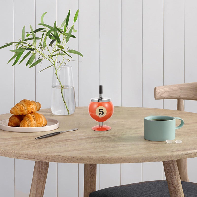 Orange Push Down Smokeless Desktop Ashtray with Rotating Tray for Home Office Indoor Use - Image 4
