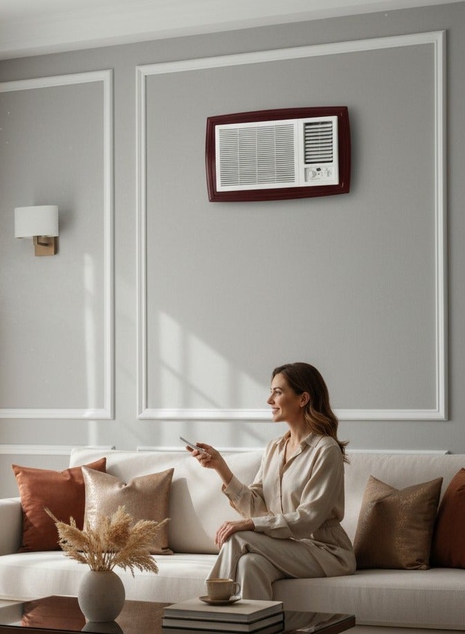 بهنس برواز مكيف شباك ذكي بلاستيك بني جاهز عالي الجودة براويز مكيفات شباك لاحاجة الى مسامير التثبيت اطار و ديكور المكيف الشباك مانعة للغبار والحشرات يحافظ على هواء التكييف كاملا بالغرفة سهولة الفك التركيب التنظيف - Image 4