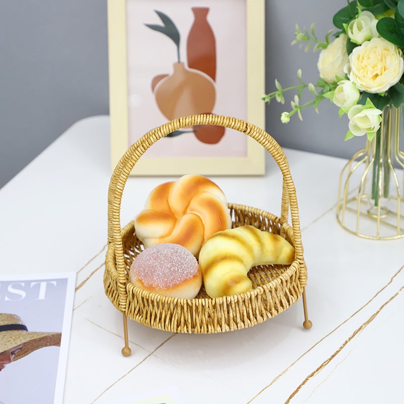 Rattan-Like Woven Basket Small Multi-Layer Ktv Pot Restaurant Dessert Snack Basket Woven Storage Basket Fruit Bread Plate - Image 5
