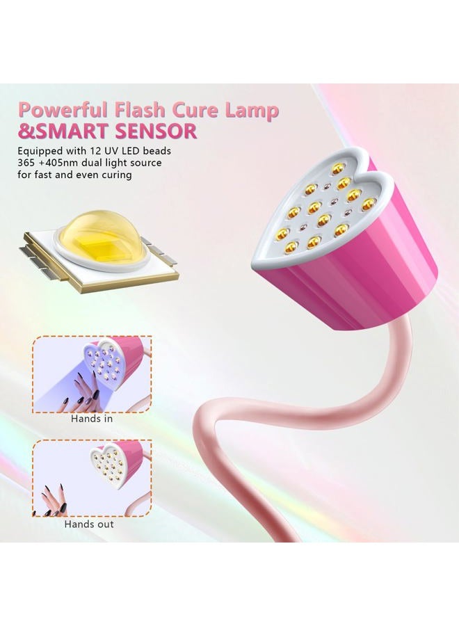 BETE Mini UV Nail Lamp Flash Cure Gel Nail Polish, 360° Foldable Gooseneck UV LED Nail Lamp with Smart Sensor, USB Portable Cordless 30W Rechargeable Nail Dryer with 3 Timers for Salon Home DIY - Image 2