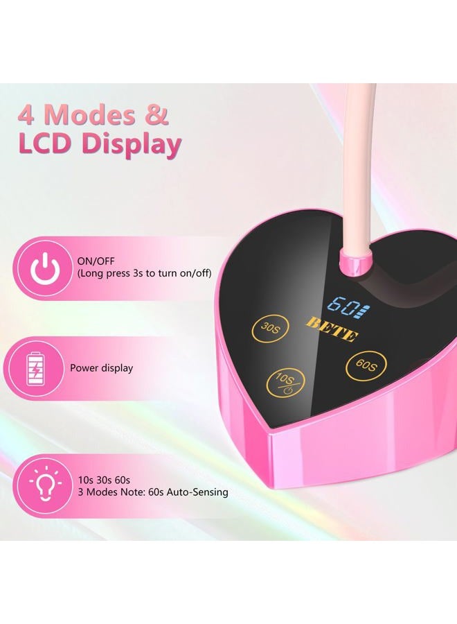 BETE Mini UV Nail Lamp Flash Cure Gel Nail Polish, 360° Foldable Gooseneck UV LED Nail Lamp with Smart Sensor, USB Portable Cordless 30W Rechargeable Nail Dryer with 3 Timers for Salon Home DIY - Image 3