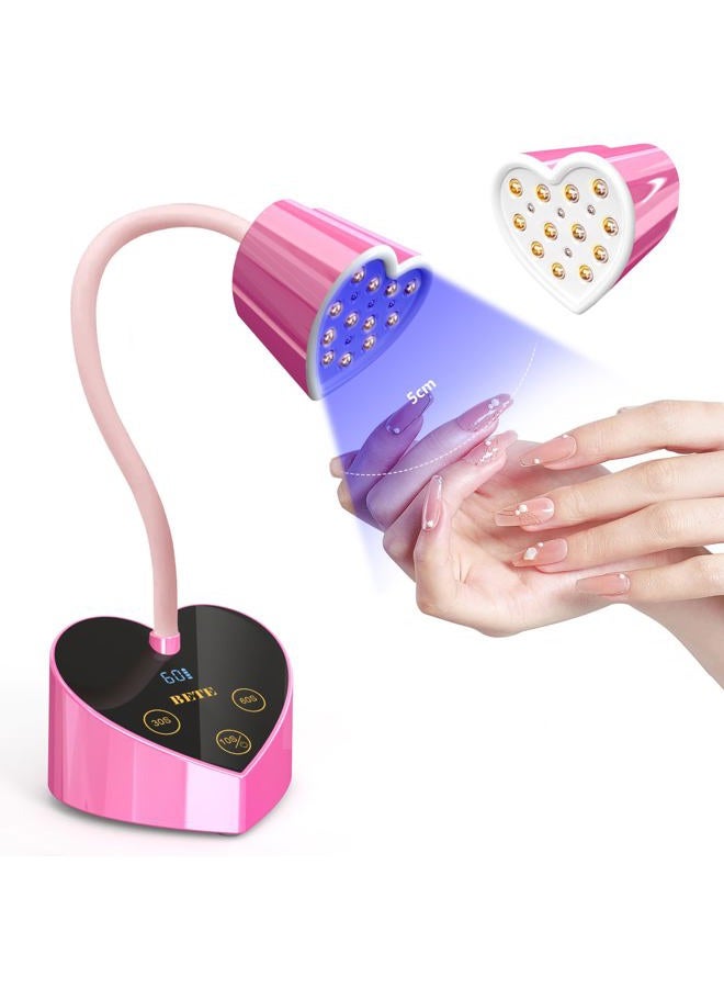 BETE Mini UV Nail Lamp Flash Cure Gel Nail Polish, 360° Foldable Gooseneck UV LED Nail Lamp with Smart Sensor, USB Portable Cordless 30W Rechargeable Nail Dryer with 3 Timers for Salon Home DIY - Image 1
