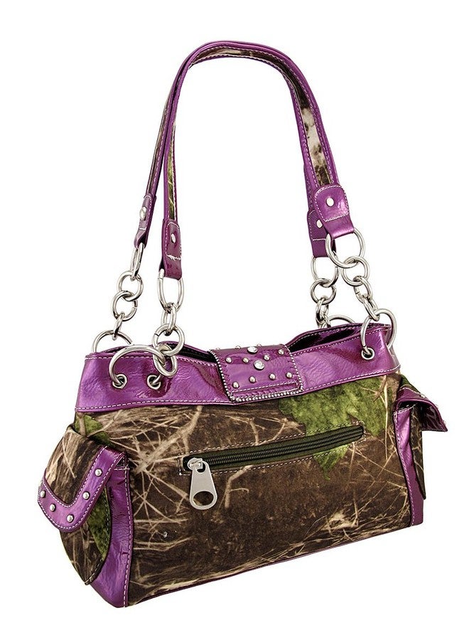 Things2Die4 Camouflage Rhinestone Western Buckle Purse/Wallet Set Purple Trim - Image 2