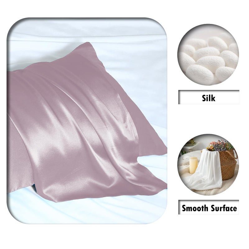 Suatien Mulberry Silk Pillowcase for Hair and Skin Standard Size 20"X 26" Pillow Case with Hidden Zipper Soft Breathable Smooth Cooling Silk Pillow Covers for Sleeping (Lavender,Standard,1Pcs) - Image 2