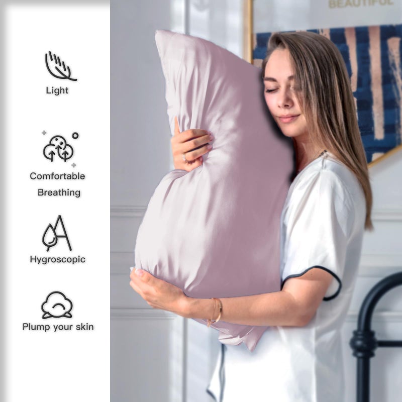 Suatien Mulberry Silk Pillowcase for Hair and Skin Standard Size 20"X 26" Pillow Case with Hidden Zipper Soft Breathable Smooth Cooling Silk Pillow Covers for Sleeping (Lavender,Standard,1Pcs) - Image 3