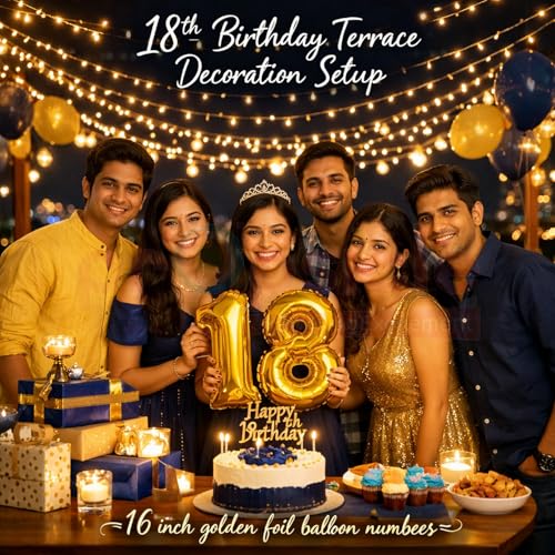 Propsicle 18 Number Foil Balloons 16 Inch Gold - Numeric Decoration for 18th Birthday, Anniversary Milestone Setup, Eighteen Theme Backdrop, Supports Air & Helium - Image 5