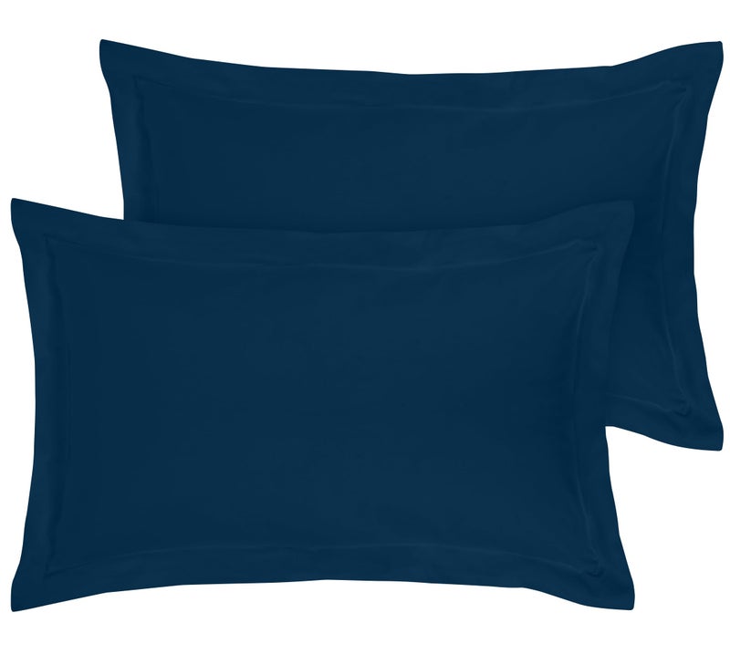 ROYALE LINENS Royale Linens Pillow Shams 2 Pack Queen Size 20x30 Inch -Brushed 1800 Microfiber - Bed Pillow Shams  Wrinkle & Fade Resistant Super Soft and Cozy -Back Overlap Closure - Oxford Pillowcase (Queen Navy)  - Image 1