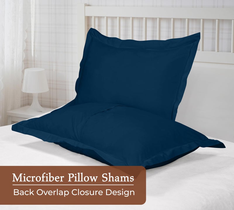 ROYALE LINENS Royale Linens Pillow Shams 2 Pack Queen Size 20x30 Inch -Brushed 1800 Microfiber - Bed Pillow Shams  Wrinkle & Fade Resistant Super Soft and Cozy -Back Overlap Closure - Oxford Pillowcase (Queen Navy)  - Image 2