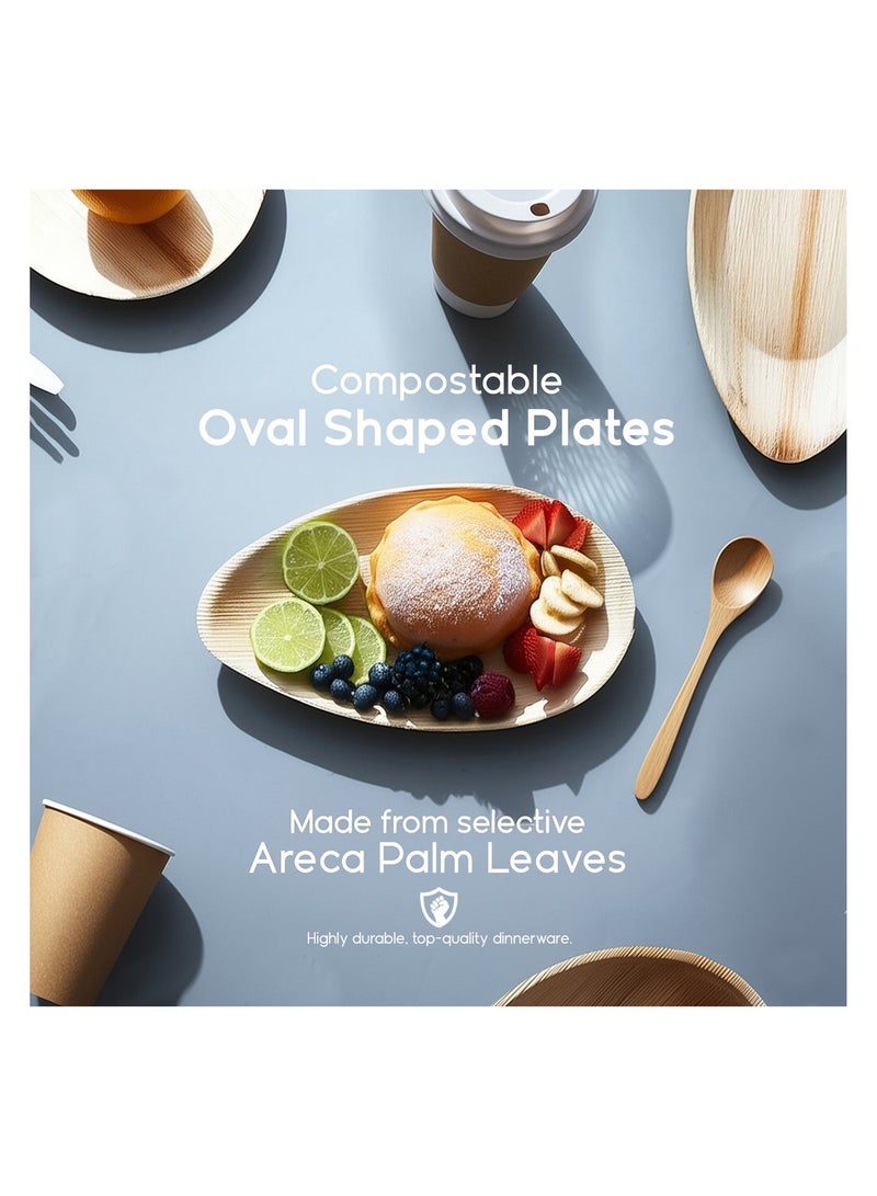 EcoEdge 10 Inch Oval Areca Palm Leaf Disposable Plates (Pack of 25) | Plant Based, Eco-Friendly, Biodegradable, Compostable, Organic Finish | Heavy Duty, Sustainable Dining, Zero Waste | 100% Natural - Image 4
