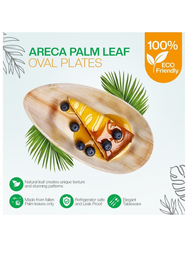 EcoEdge 10 Inch Oval Areca Palm Leaf Disposable Plates (Pack of 25) | Plant Based, Eco-Friendly, Biodegradable, Compostable, Organic Finish | Heavy Duty, Sustainable Dining, Zero Waste | 100% Natural - Image 3
