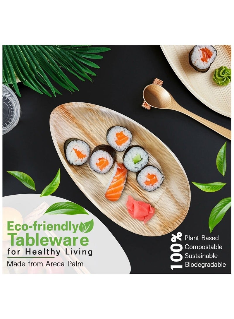 EcoEdge 10 Inch Oval Areca Palm Leaf Disposable Plates (Pack of 25) | Plant Based, Eco-Friendly, Biodegradable, Compostable, Organic Finish | Heavy Duty, Sustainable Dining, Zero Waste | 100% Natural - Image 2