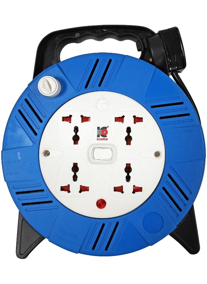 KADRIS - Heavy Duty 3 way Socket Extension Reel with switch Cassette Cable Lead with 10 Mtr cable length , ESMA approved - Image 1