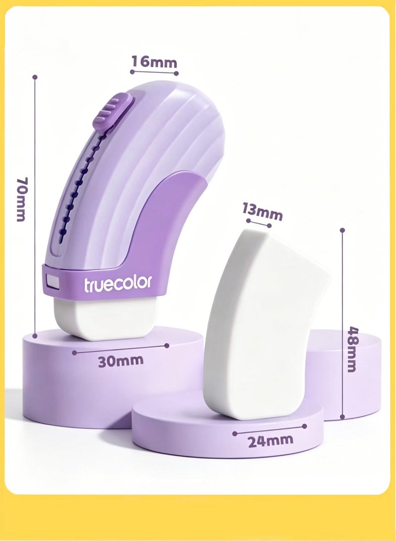 TrueColor 4 Pieces Retractable Erasers, Arc-shaped Design Erasers, Pencil Erasers , Push-Pull Rubber Eraser for Kids Boys Girls Students , School Office Supply Stationery - Image 2