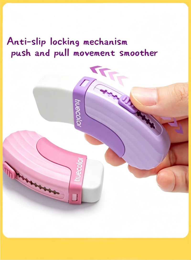 TrueColor 4 Pieces Retractable Erasers, Arc-shaped Design Erasers, Pencil Erasers , Push-Pull Rubber Eraser for Kids Boys Girls Students , School Office Supply Stationery - Image 3