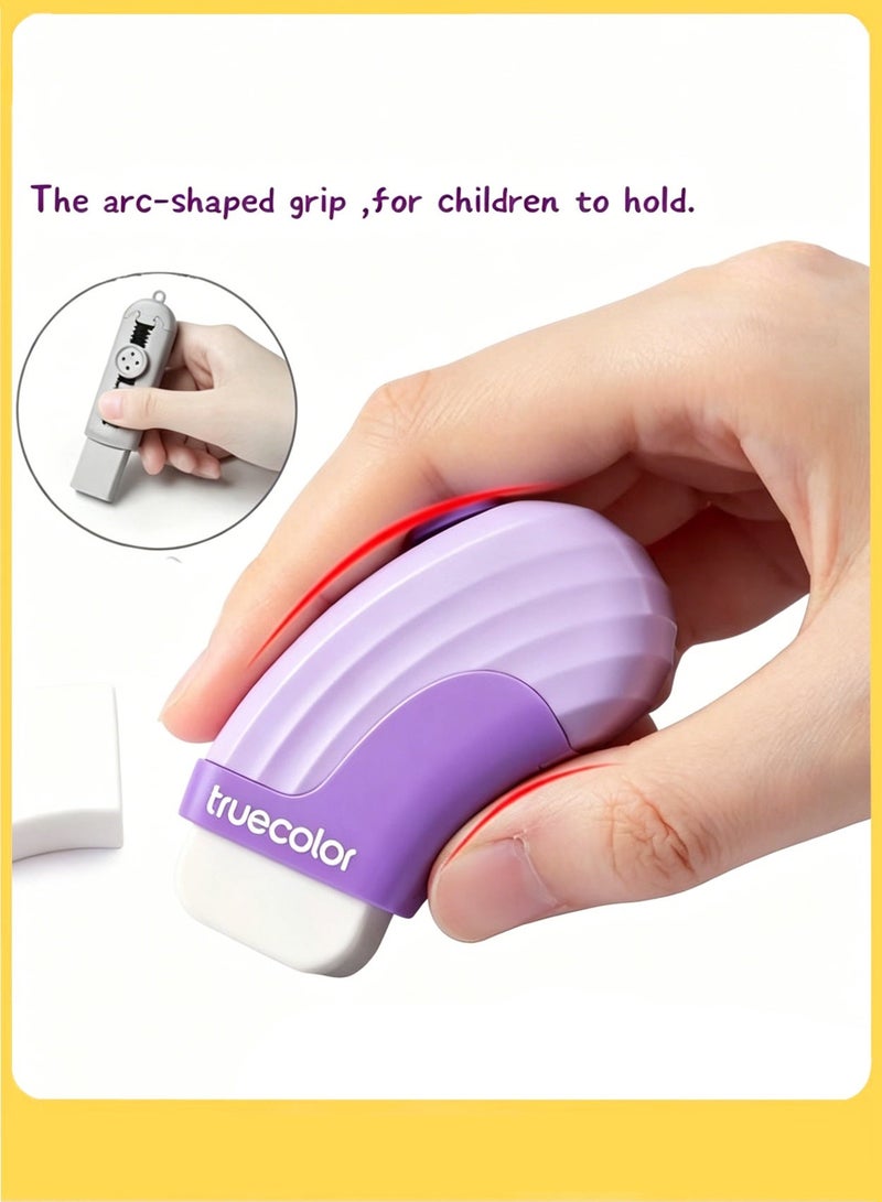 TrueColor 4 Pieces Retractable Erasers, Arc-shaped Design Erasers, Pencil Erasers , Push-Pull Rubber Eraser for Kids Boys Girls Students , School Office Supply Stationery - Image 4