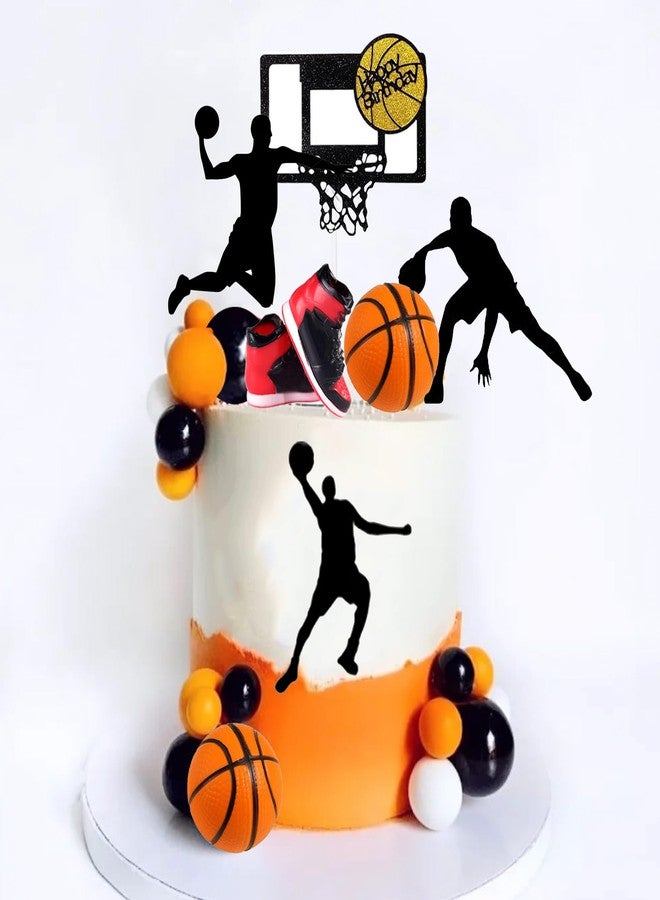 RASSLISA Basketball Cake Toppers Black Orange Balls Cake Decorations Basketball Theme Cake Decoration for Boy Birthday Sport Party Supplies - Image 5