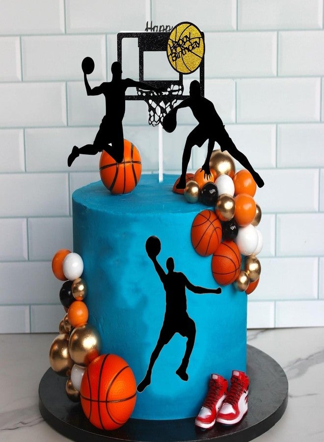 RASSLISA Basketball Cake Toppers Black Orange Balls Cake Decorations Basketball Theme Cake Decoration for Boy Birthday Sport Party Supplies - Image 3