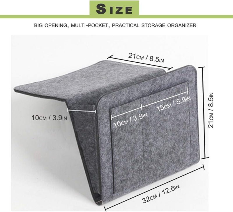 ZOMBIO ZOMBIO Bedside CaddyFelt Bed Side Caddy Organizer With 5 Pockets For RemoteBed Pockets Bedside Storage Can Hold Tablet Magazine Book Phone And FruitFor BedSofaDesk Multicolor  - Image 4