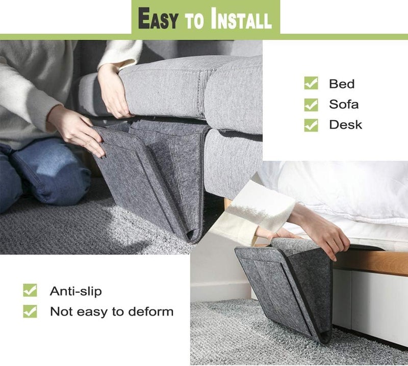 ZOMBIO ZOMBIO Bedside CaddyFelt Bed Side Caddy Organizer With 5 Pockets For RemoteBed Pockets Bedside Storage Can Hold Tablet Magazine Book Phone And FruitFor BedSofaDesk Multicolor  - Image 2