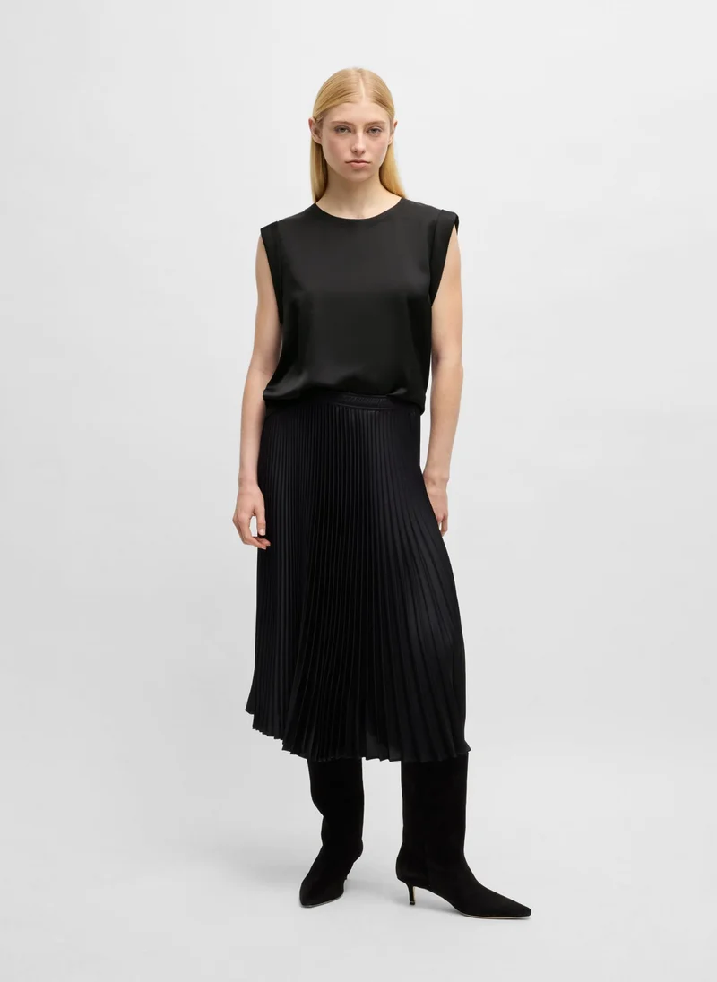 BOSS Sleeveless T-shirt in hammered satin