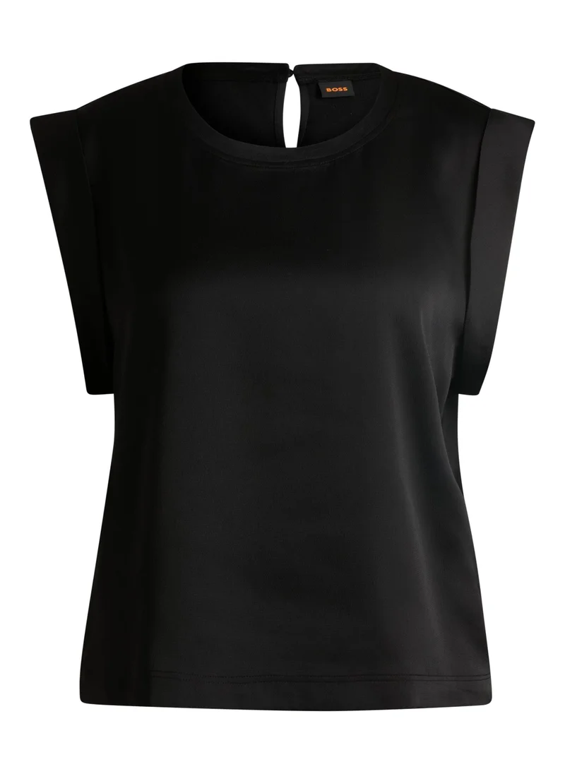 BOSS Sleeveless T-shirt in hammered satin