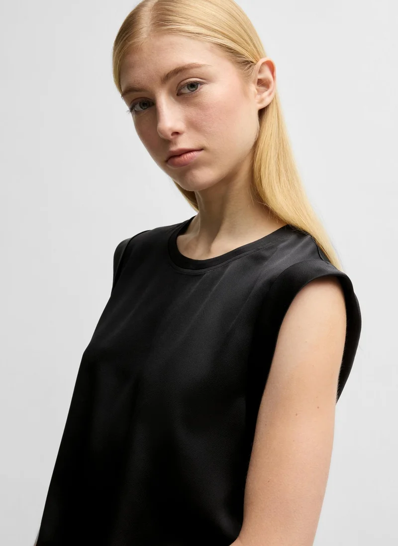 BOSS Sleeveless T-shirt in hammered satin