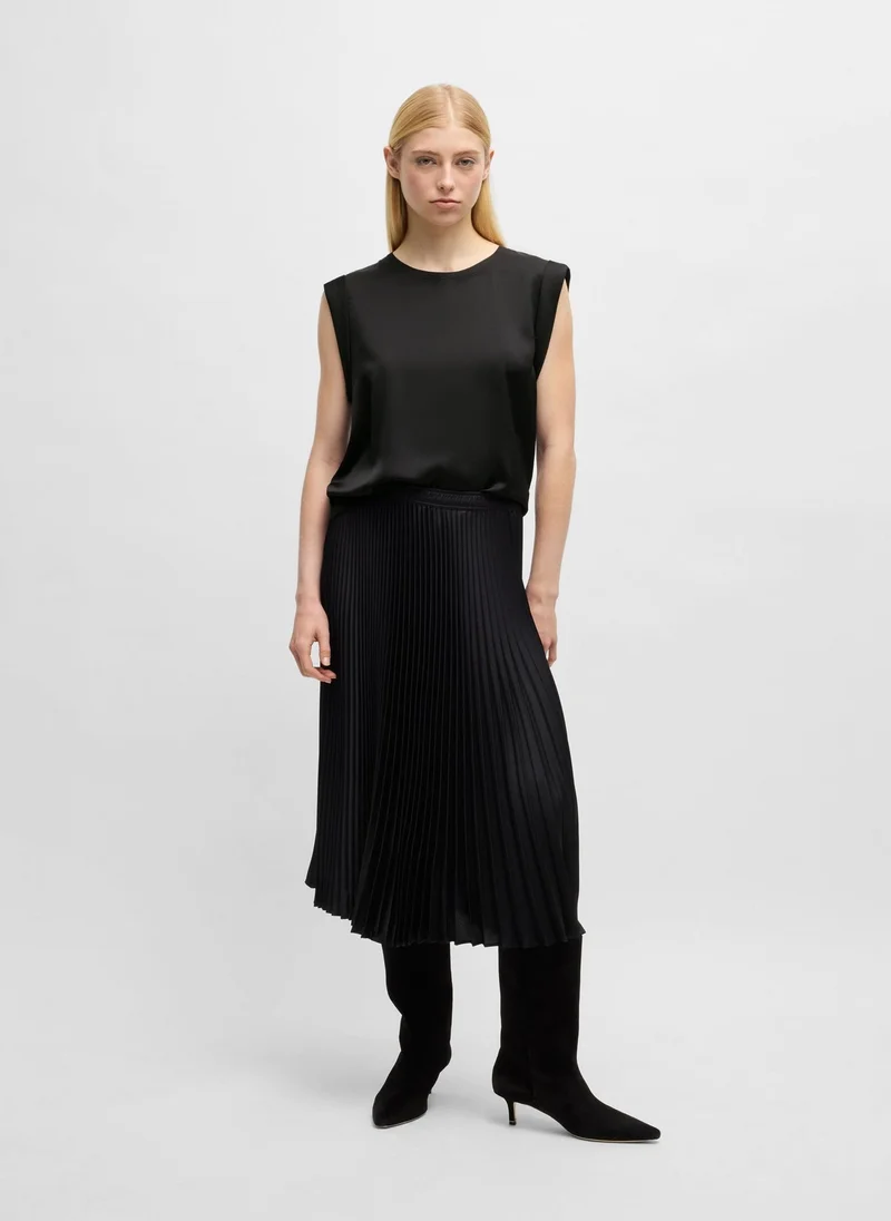 BOSS Black Sleeveless T-shirt in hammered satin for Women | Best Price UAE