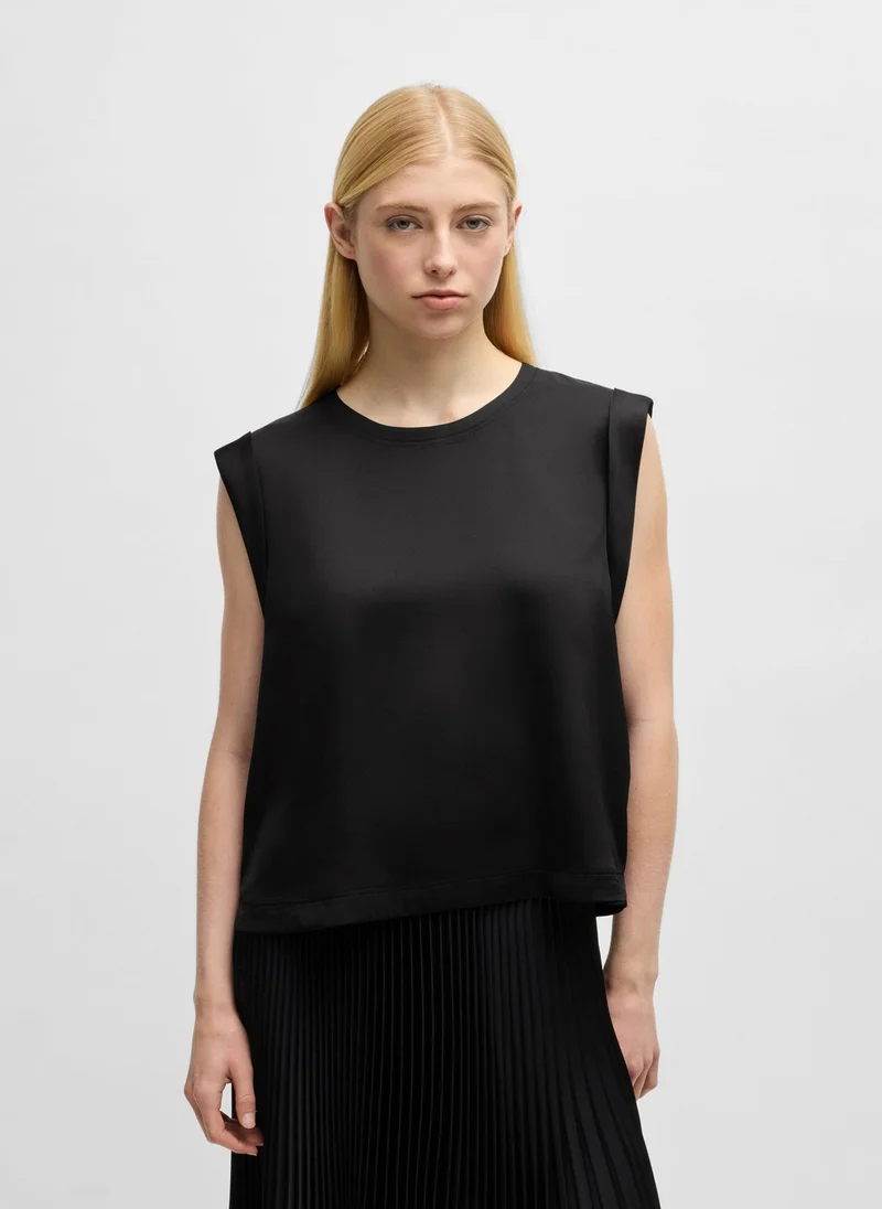 BOSS Black Sleeveless T-shirt in hammered satin for Women | Best Price UAE