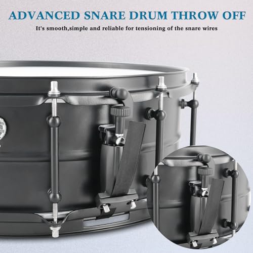 EASTROCK Snare Drum 14 X5.5 Inches Black Matte Finish Professional Snares for Drummer, Adult, Advanced Drum Set Snare Drums (Black) - Image 2