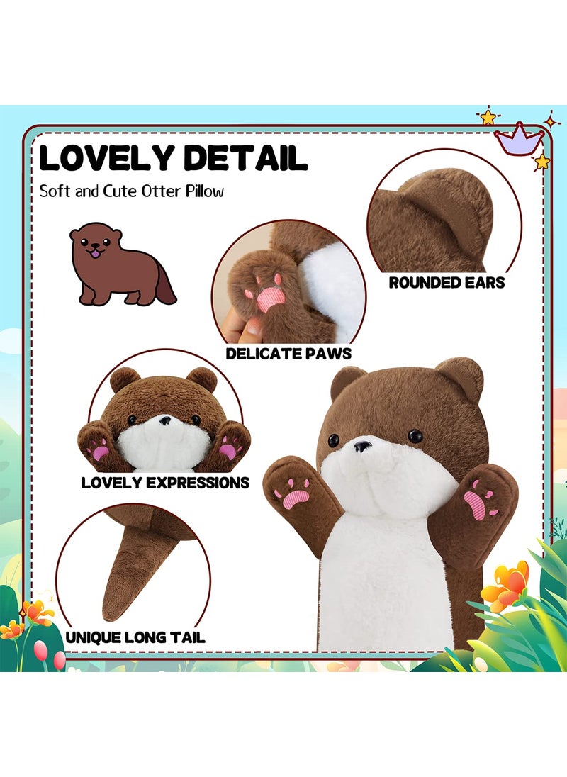 Gisqis Gisqis Long Otter Plush Pillow  25.2"" Weighted Stuffed Animal Giant Stuffed Otter Animal Big Cute Sea Otter Body Pillow Plushies Soft Otter Stuffed Animal Birthday Gifts for Kids Brown  - Image 2