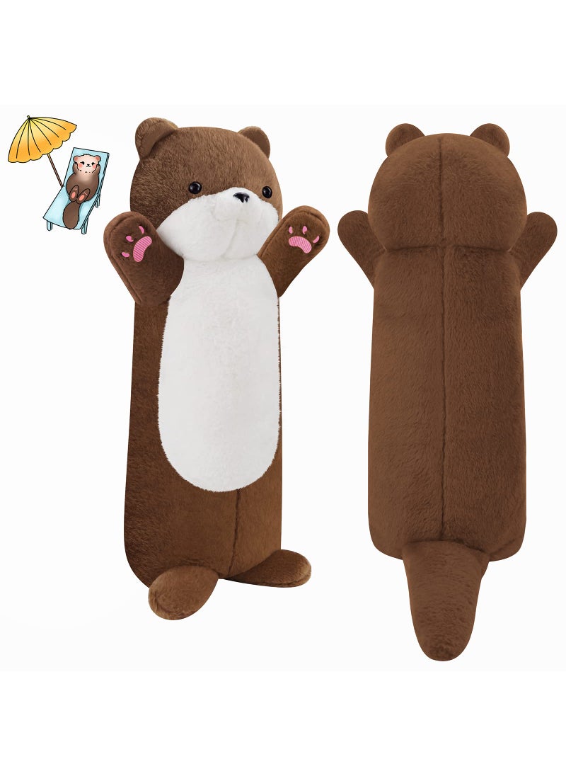 Gisqis Gisqis Long Otter Plush Pillow  25.2"" Weighted Stuffed Animal Giant Stuffed Otter Animal Big Cute Sea Otter Body Pillow Plushies Soft Otter Stuffed Animal Birthday Gifts for Kids Brown  - Image 1