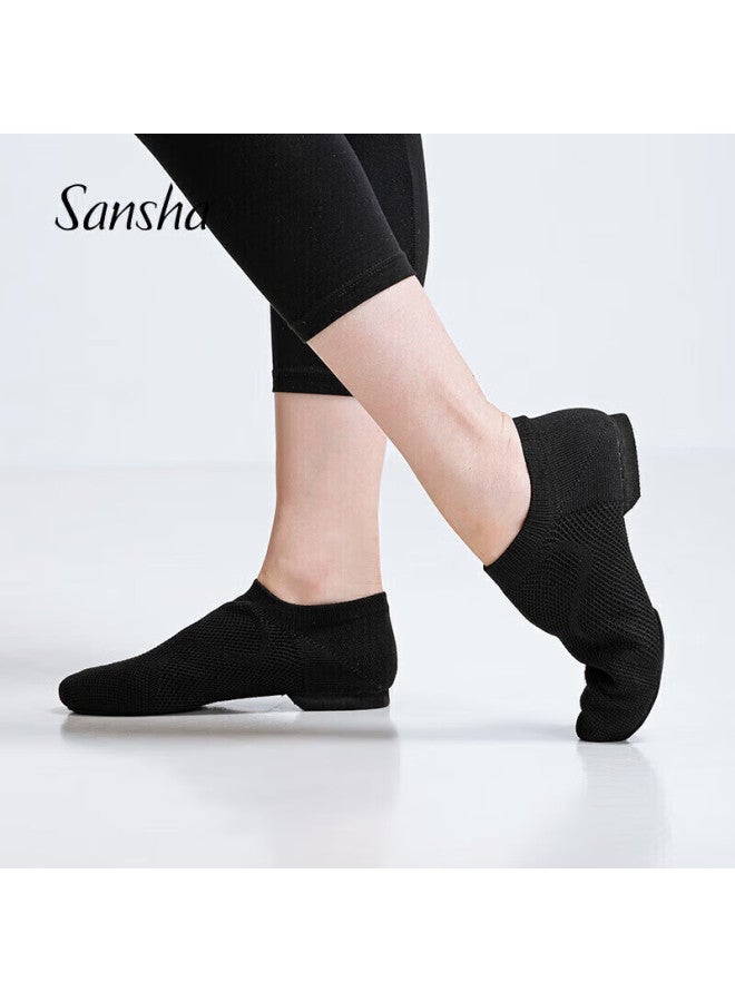 Sansha Sansha Ballet Teacher Shoes, Jazz Dance Shoes With Soft Soles, Breathable Flyknit Upper, Modern Dance Practice Shoes, Black, Size 37 - Image 1