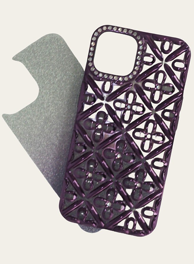 Trendy iPhone 13/14 Case: Glitter Gradient Metal Cover with Lucky 4-Leaf Clover | Shockproof - Image 2