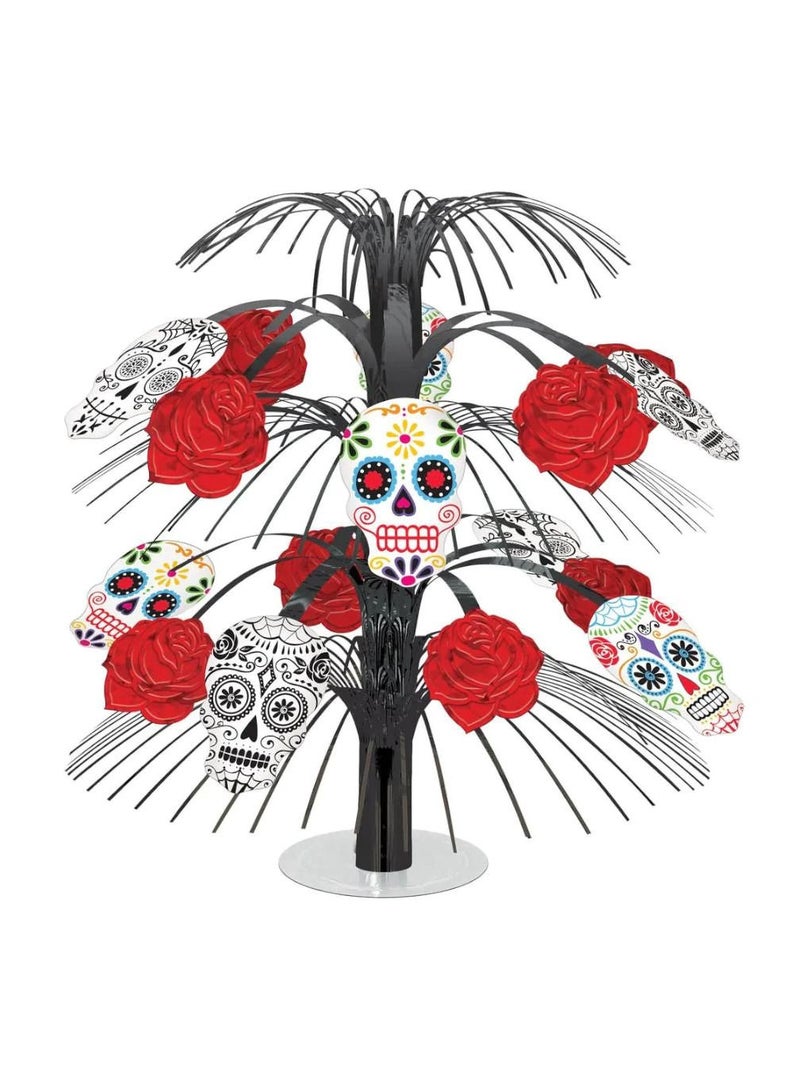 Amscan Black and Bone Cascade Foil Centerpiece  Halloween 14in