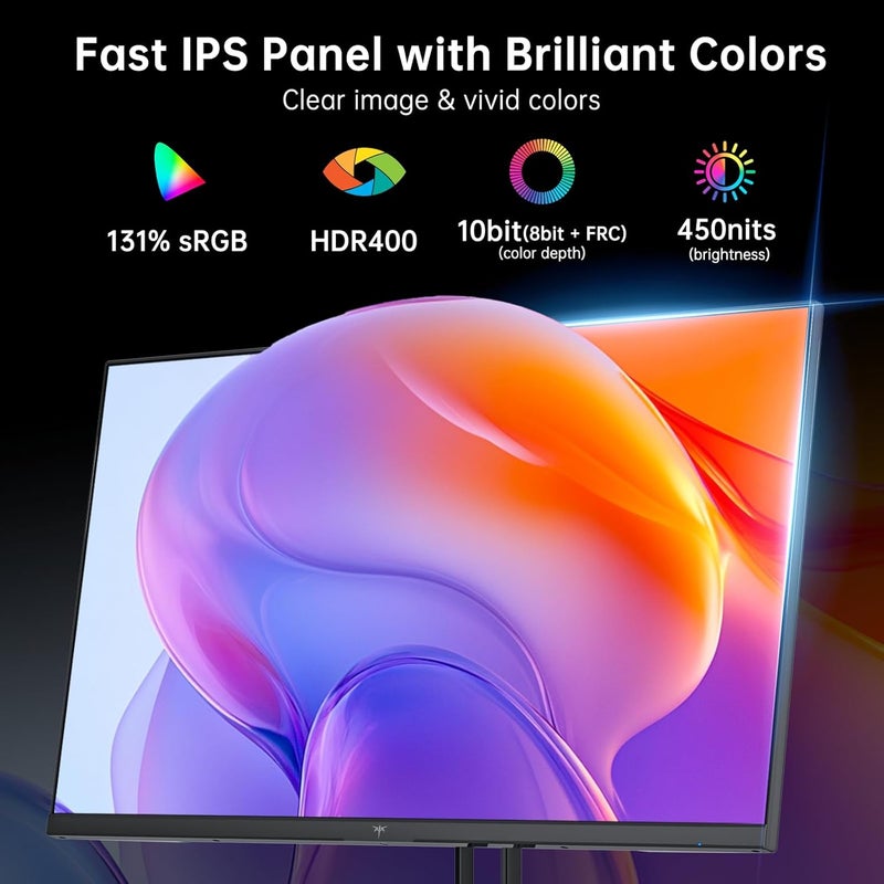 KTC 27 Inch Gaming Monitor - 2K QHD 2560 x 1440 Monitor, Up to 210Hz & 1ms, Bulit-in Speakers, Adaptive Sync, HDR400, 131% sRGB, IPS Monitors Gamer with HDMI 2.0 x 2 & DP1.4 x 2, H27T22C-3 - Image 4